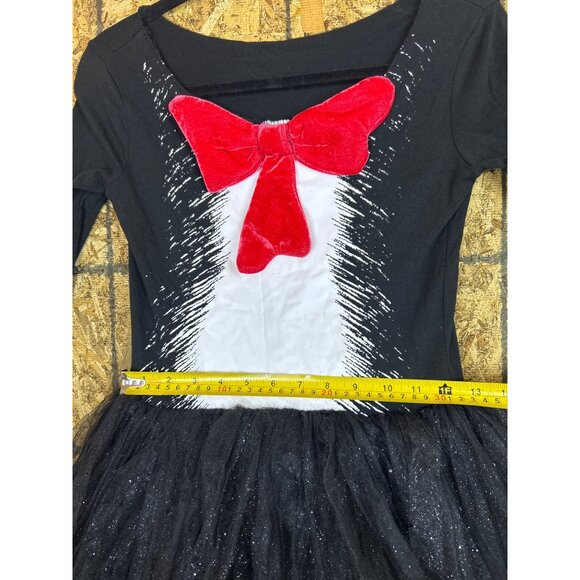Dr. Seuss Cat in the Hat Tulle Glitter Tutu Dress Black Red Velvet Bow Girl's M - Picture 8 of 8
